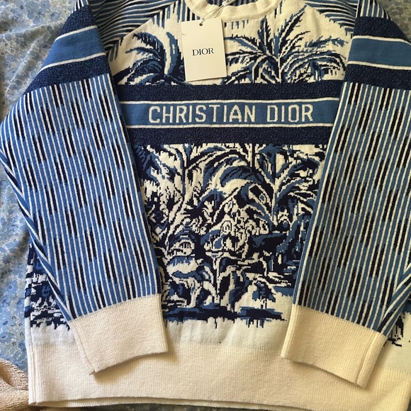 Dior Navy and Cream Patterned Knit M size - Picture 1 of 11